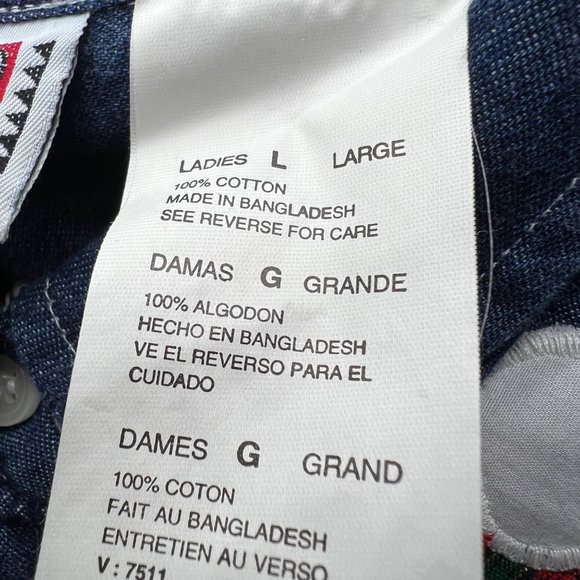 VINTAGE Backroad Blues Shirt Blue Jean Christmas Festive HO HO Santa Button Down - Picture 8 of 9